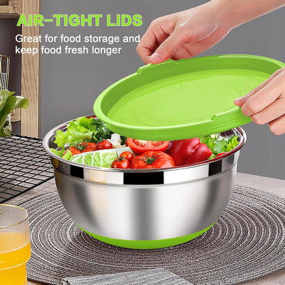 6 PCS Mixing Bowls with Lid Set, Size 7 & 3.5 & 2.5 & 2 & 1.5 & 1QT