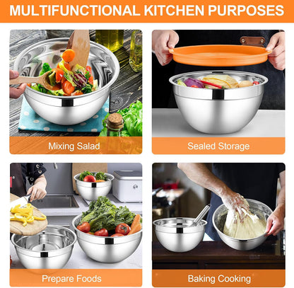 6 PCS Mixing Bowls with Lid Set, Size 7 & 3.5 & 2.5 & 2 & 1.5 & 1QT