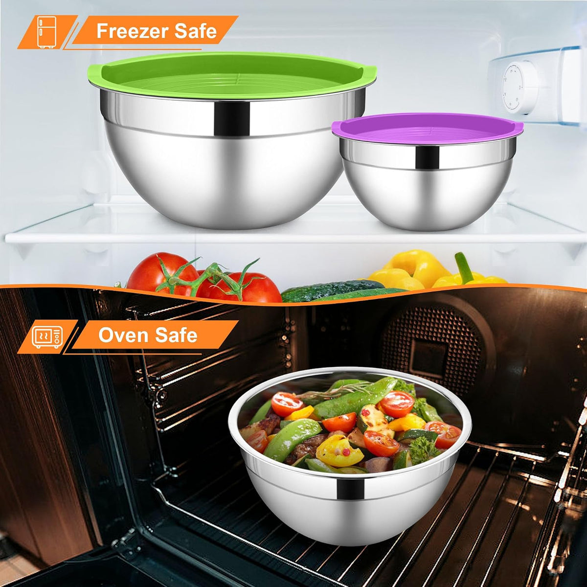 6 PCS Mixing Bowls with Lid Set, Size 7 & 3.5 & 2.5 & 2 & 1.5 & 1QT