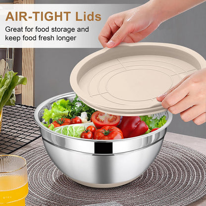 6 PCS Mixing Bowls with Lid Set, Size 7 & 3.5 & 2.5 & 2 & 1.5 & 1QT