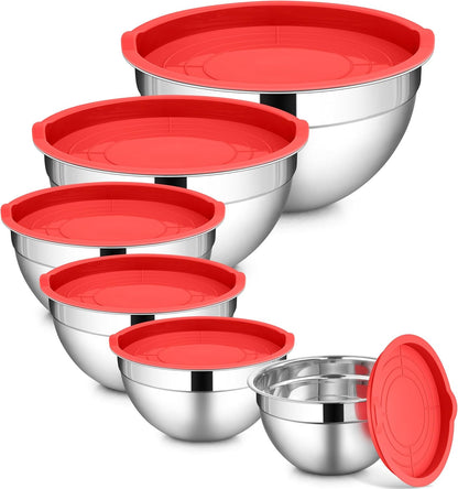 6 PCS Mixing Bowls with Lid Set, Size 7 & 3.5 & 2.5 & 2 & 1.5 & 1QT