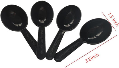 Black Short Handle Plastic Espresso Spoons, 3.8 Inch Long 0.25OZ Coffee Measuring Spoons Mini Tablespoon Scoop Dessert Spoon for Coffee Tea Sugar Cereal and Milk Powder (30 Pack)