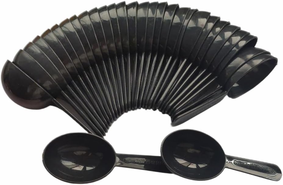 Black Short Handle Plastic Espresso Spoons, 3.8 Inch Long 0.25OZ Coffee Measuring Spoons Mini Tablespoon Scoop Dessert Spoon for Coffee Tea Sugar Cereal and Milk Powder (30 Pack)