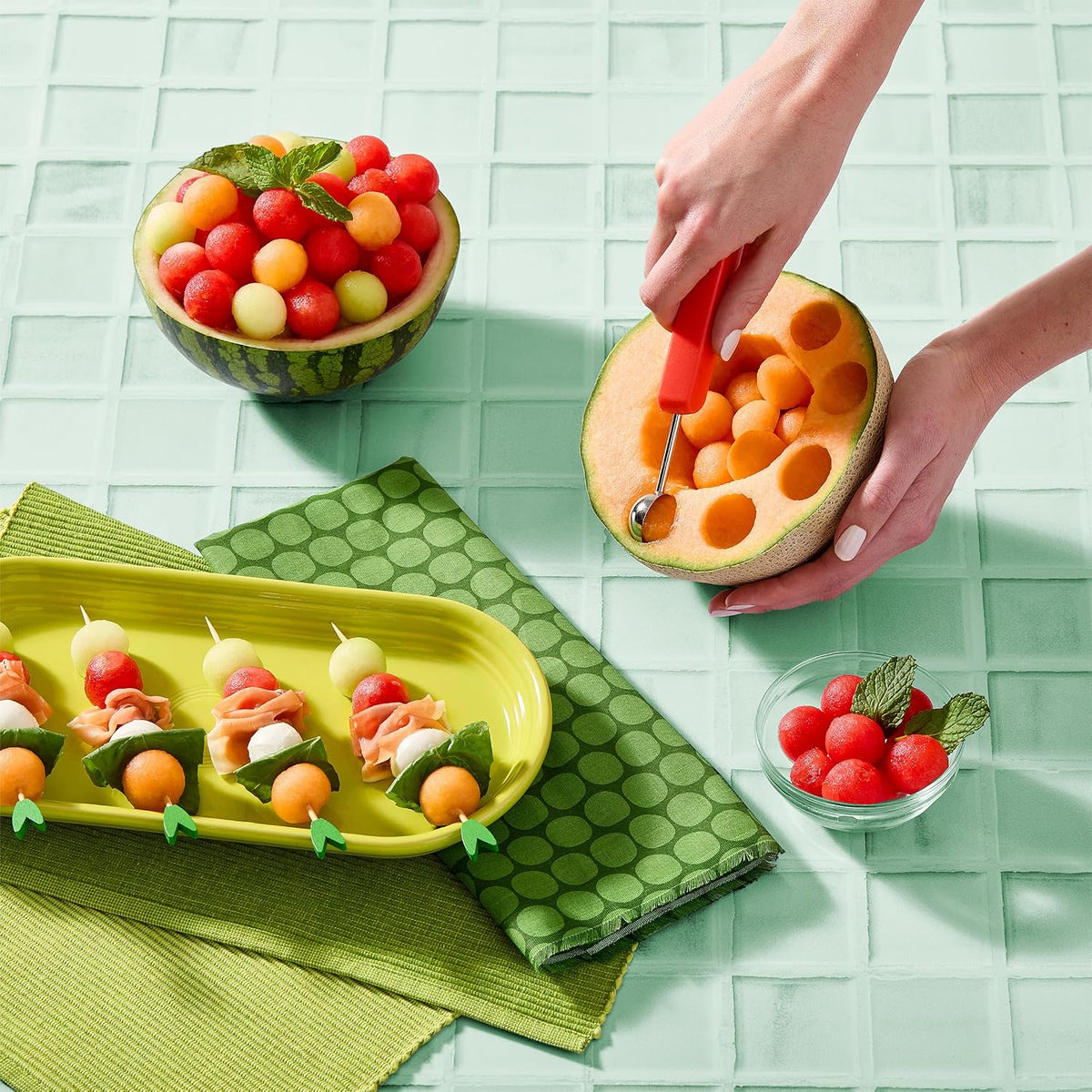 Watermelon Cube N Scoop Tool Set - 2-in-1 Design, Green