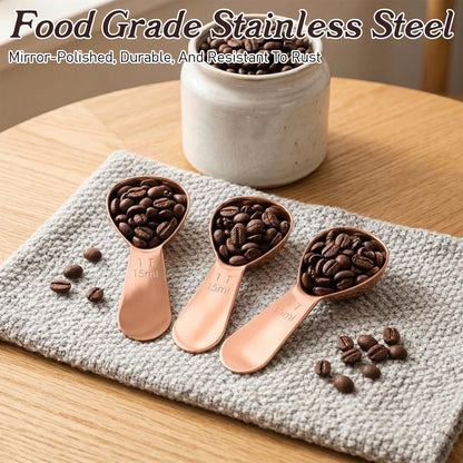 3 Pcs Stainless Steel 15 ml 1 Tablespoon Scoop,Rose Gold | 1 Tablespoon Measuring Spoon, Short Handle Tablespoon Scoop for Powder for Coffees,Protein Powder,Sugar