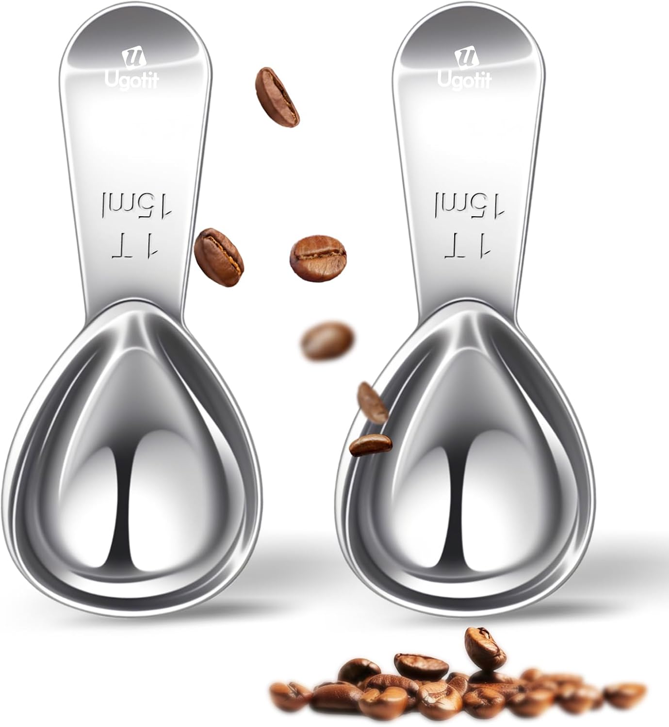 Coffee Scoop for Ground Coffee, 2 Tablespoon 304 Stainless Steel Coffee Measuring Scoop Heavy-Duty, Short Handle for Canisters, Espresso & Baking