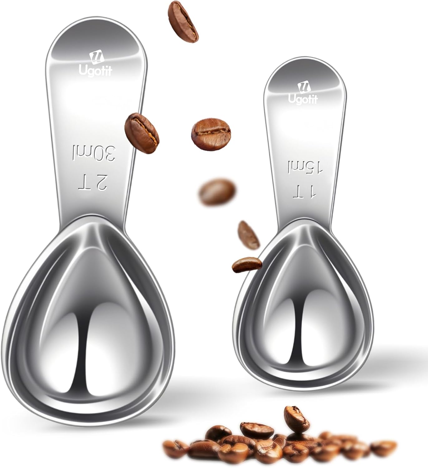 Coffee Scoop for Ground Coffee, 2 Tablespoon 304 Stainless Steel Coffee Measuring Scoop Heavy-Duty, Short Handle for Canisters, Espresso & Baking