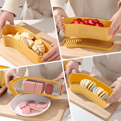 Extra Large Fruit Slicer Banana Cutter, Strawberry Slicer, Cucumber, Speed for Egg Cheese Butter Cutter Hot Dog Grape, Strawberry Cutter kitchen(Yellow)