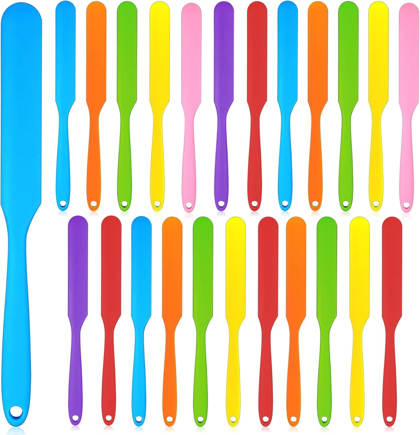 24 Pcs Silicone Spatulas Set Icing Spatula Heat Resistant Spatula Silicone Flexible Non Stick Jam Scraper with Handle Mixing Batter Scraper for Butter Cake Cream Icing Cooking Kitchen Baking