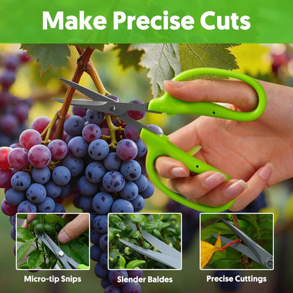 Garden Scissors, 6-in Curved Blade Pruning Shears, Non-Stick Coated Steel