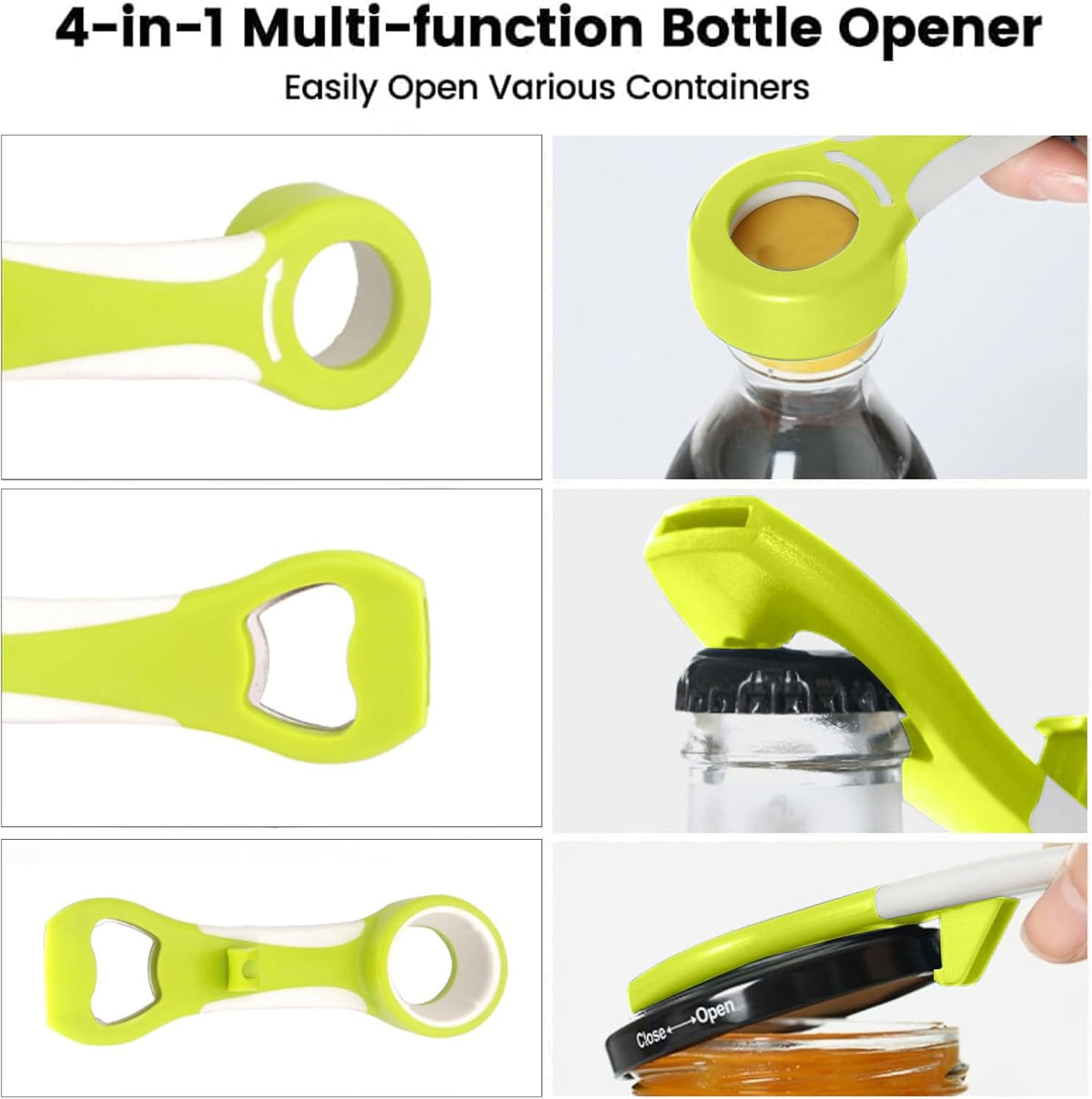 Pop Bottle Opener 4-in-1 Jar Top Twist Cap Remover Multifunctional Soda Can Tabs Opener for Seniors Grip Water Lid Lifter Kitchen Gadgets for Arthritis Easy Canning Tool Protector (Bule)