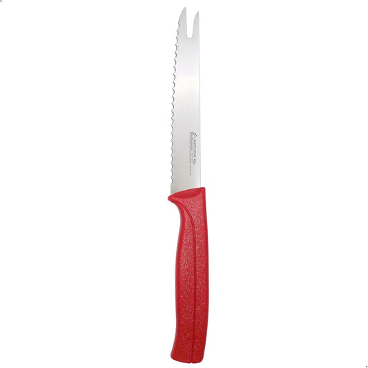 Tomato Knife - MATTSTONE HILL 5 Inch Serrated Kitchen Utility Knife, Serrated Cheese Tools, German X50CrMoV Steel, Red Handle