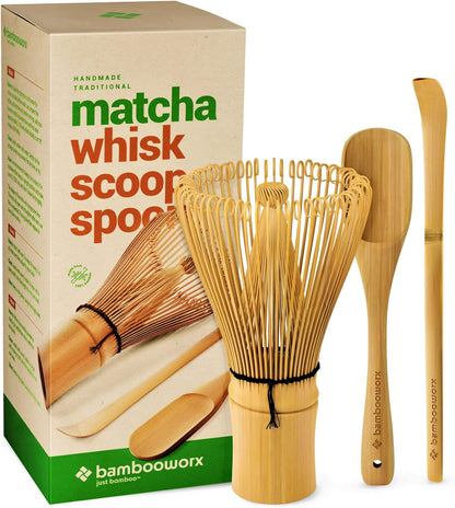 Matcha Whisk Set - (Chasen), Traditional Scoop (Chashaku), Tea Spoon