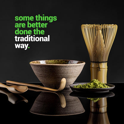 Matcha Whisk Set - (Chasen), Traditional Scoop (Chashaku), Tea Spoon