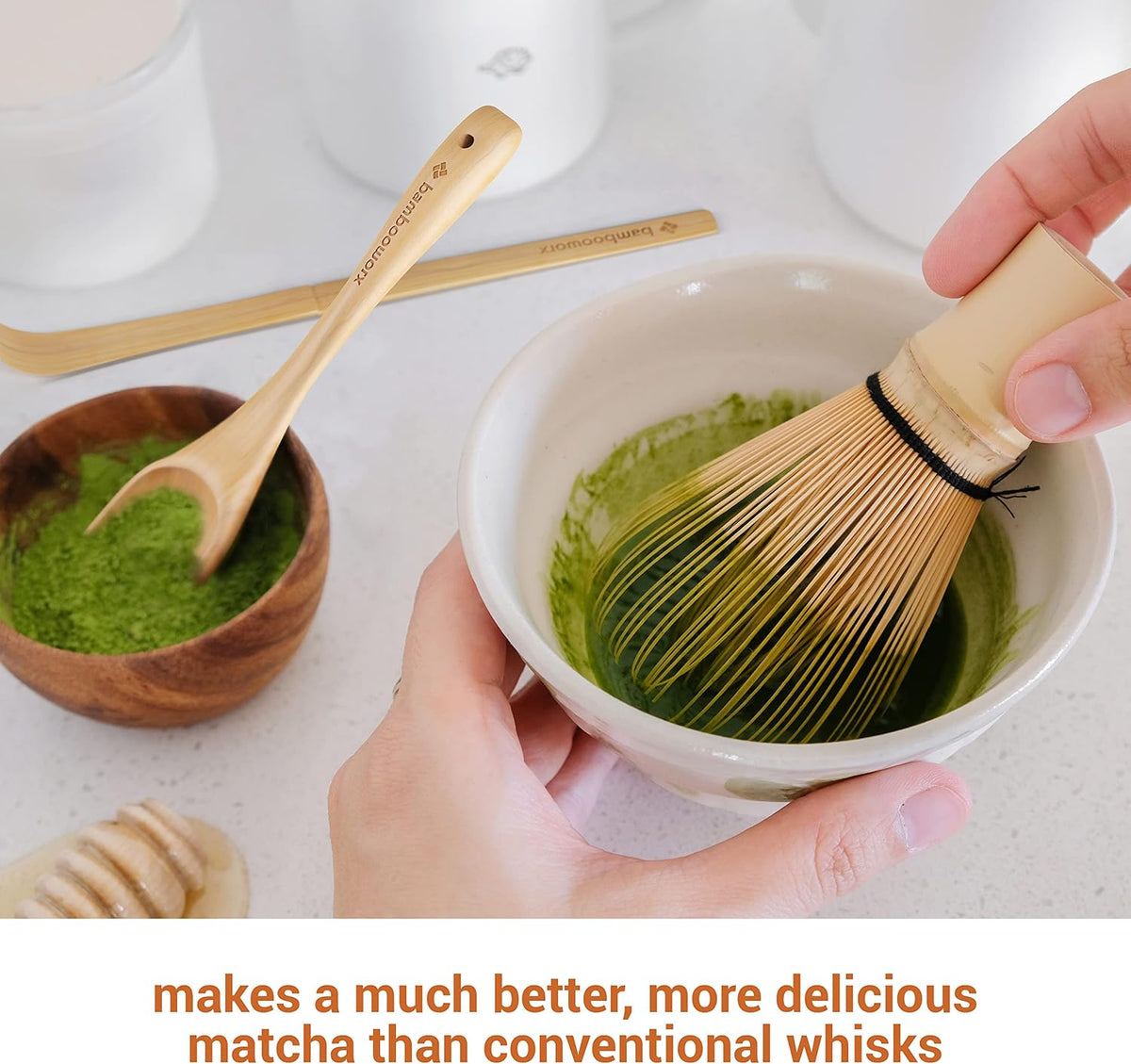 Matcha Whisk Set - (Chasen), Traditional Scoop (Chashaku), Tea Spoon