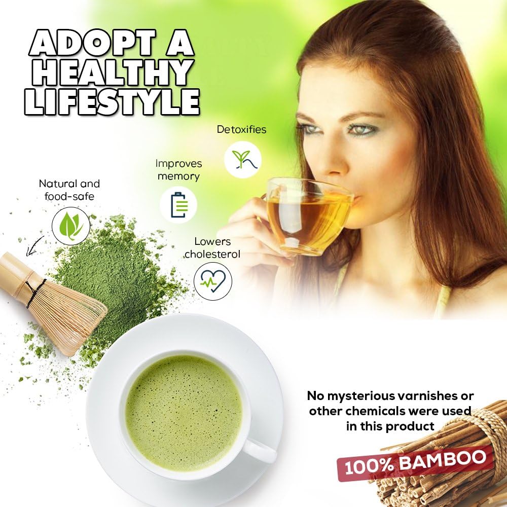 Matcha Whisk Set - (Chasen), Traditional Scoop (Chashaku), Tea Spoon