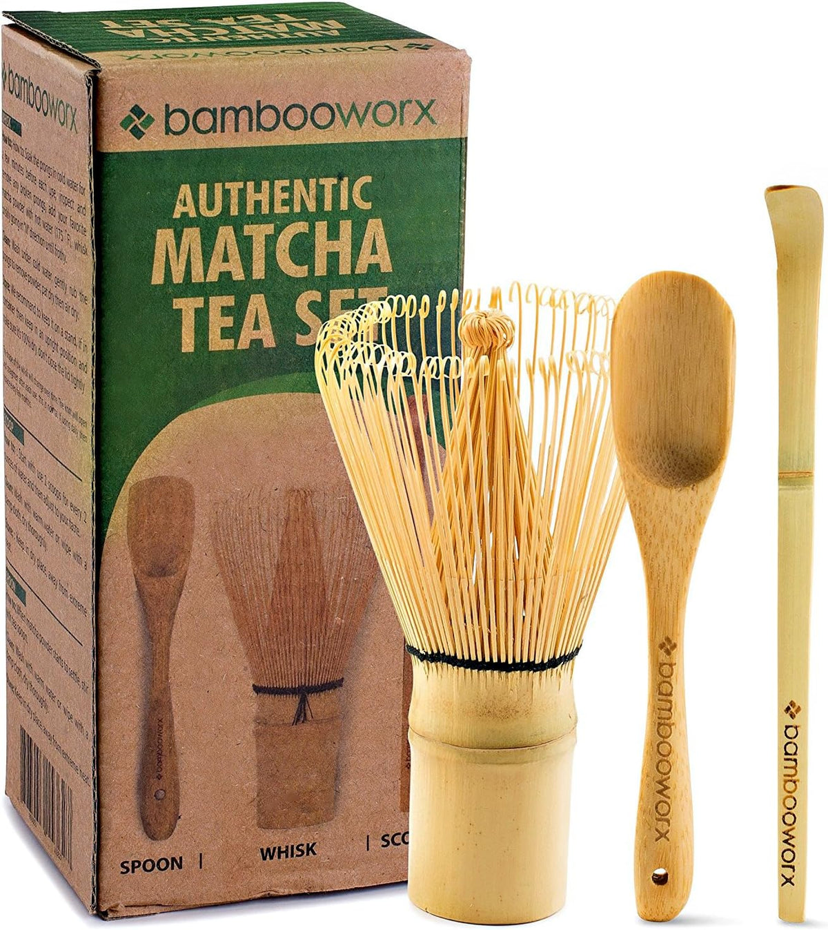 Matcha Whisk Set - (Chasen), Traditional Scoop (Chashaku), Tea Spoon