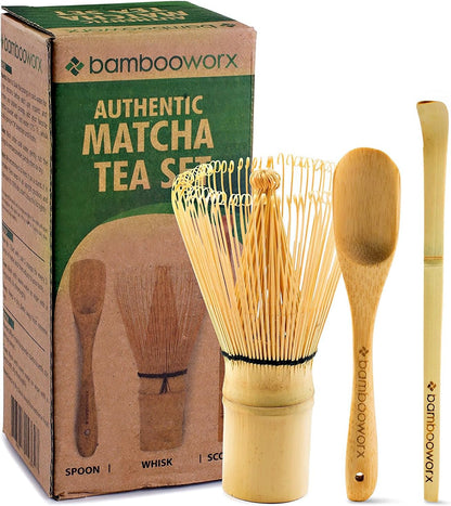Matcha Whisk Set - (Chasen), Traditional Scoop (Chashaku), Tea Spoon
