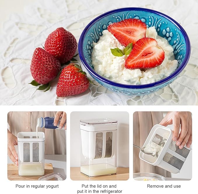 Greek Yogurt Strainer, 1800ml Fine Mesh Strainer with Bag & Lid