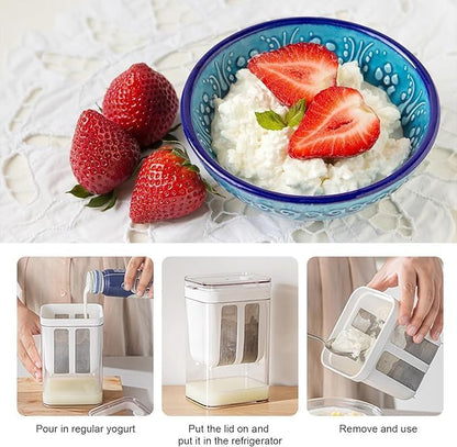 Greek Yogurt Strainer, 1800ml Fine Mesh Strainer with Bag & Lid