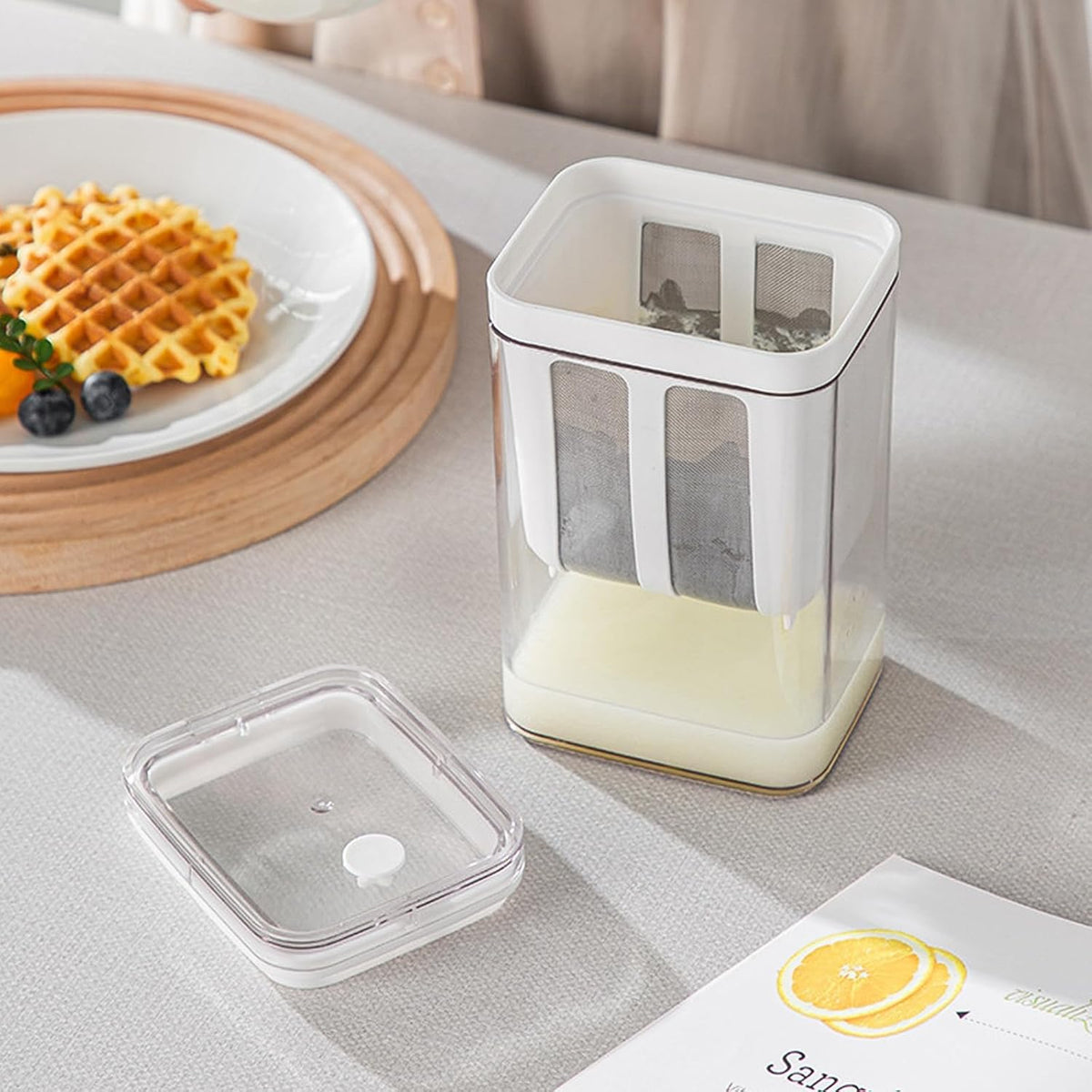 Greek Yogurt Strainer, 1800ml Fine Mesh Strainer with Bag & Lid