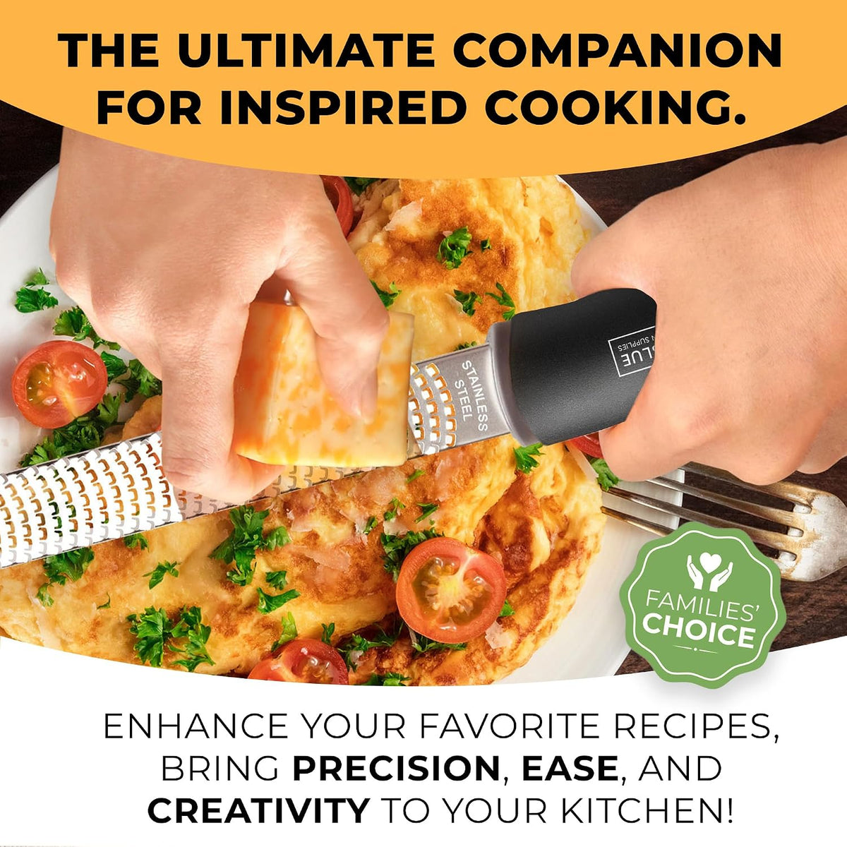 Lemon Zester & Cheese Grater - Premium Citrus Zester, Kitchen Grater for Parmesan, Chocolate, Fruits, Vegetables, Ginger, Garlic, Nutmeg - Stainless Steel Blades with Protective Cover, Black