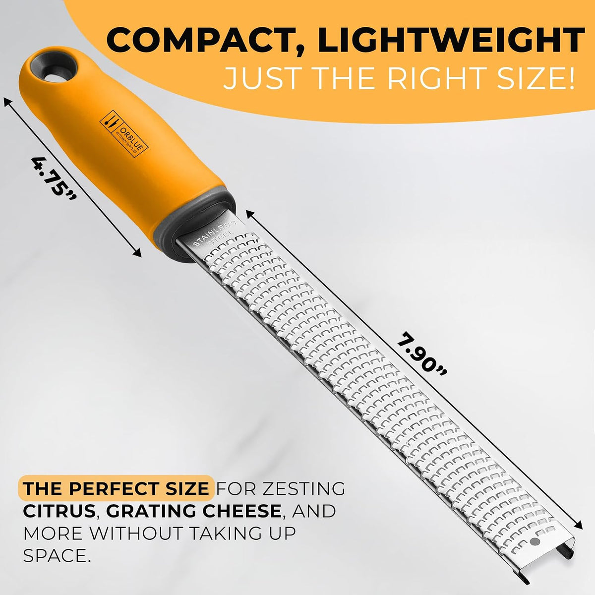 Lemon Zester & Cheese Grater - Premium Citrus Zester, Kitchen Grater for Parmesan, Chocolate, Fruits, Vegetables, Ginger, Garlic, Nutmeg - Stainless Steel Blades with Protective Cover, Black