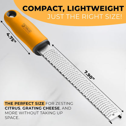 Lemon Zester & Cheese Grater - Premium Citrus Zester, Kitchen Grater for Parmesan, Chocolate, Fruits, Vegetables, Ginger, Garlic, Nutmeg - Stainless Steel Blades with Protective Cover, Black