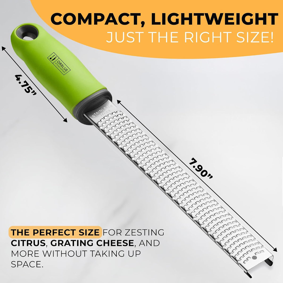 Lemon Zester & Cheese Grater - Premium Citrus Zester, Kitchen Grater for Parmesan, Chocolate, Fruits, Vegetables, Ginger, Garlic, Nutmeg - Stainless Steel Blades with Protective Cover, Black