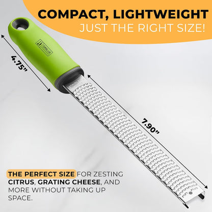 Lemon Zester & Cheese Grater - Premium Citrus Zester, Kitchen Grater for Parmesan, Chocolate, Fruits, Vegetables, Ginger, Garlic, Nutmeg - Stainless Steel Blades with Protective Cover, Black