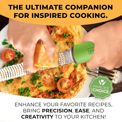 Lemon Zester & Cheese Grater - Premium Citrus Zester, Kitchen Grater for Parmesan, Chocolate, Fruits, Vegetables, Ginger, Garlic, Nutmeg - Stainless Steel Blades with Protective Cover, Black