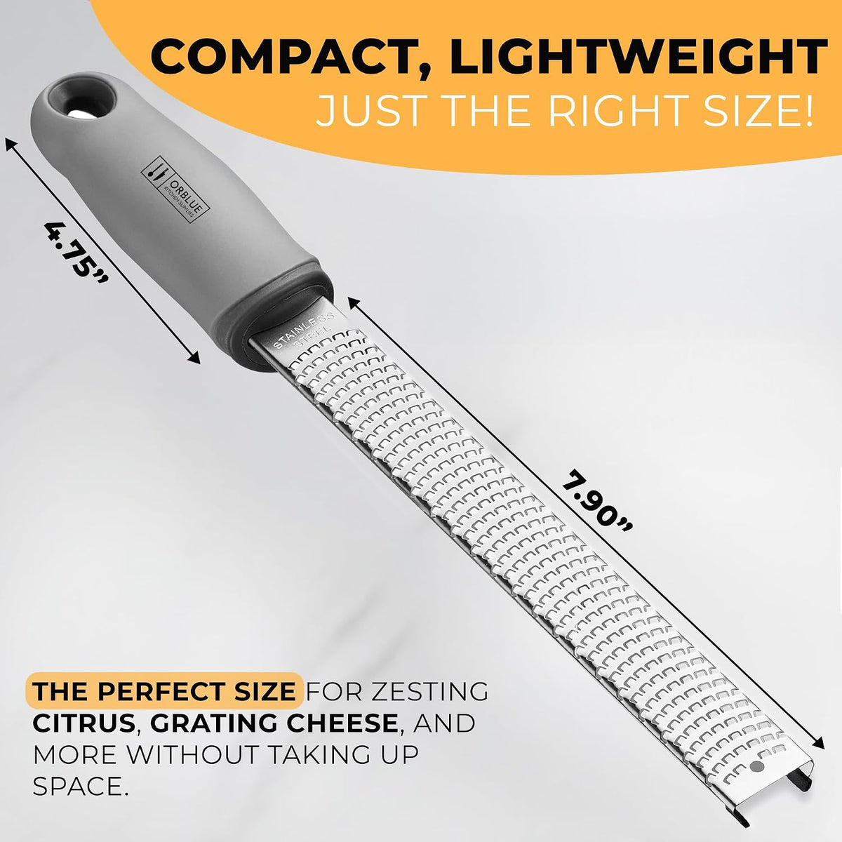 Lemon Zester & Cheese Grater - Premium Citrus Zester, Kitchen Grater for Parmesan, Chocolate, Fruits, Vegetables, Ginger, Garlic, Nutmeg - Stainless Steel Blades with Protective Cover, Black