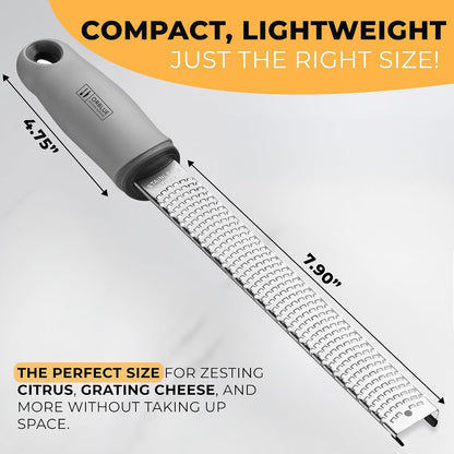 Lemon Zester & Cheese Grater - Premium Citrus Zester, Kitchen Grater for Parmesan, Chocolate, Fruits, Vegetables, Ginger, Garlic, Nutmeg - Stainless Steel Blades with Protective Cover, Black