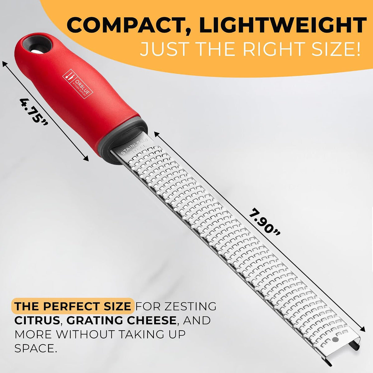 Lemon Zester & Cheese Grater - Premium Citrus Zester, Kitchen Grater for Parmesan, Chocolate, Fruits, Vegetables, Ginger, Garlic, Nutmeg - Stainless Steel Blades with Protective Cover, Black