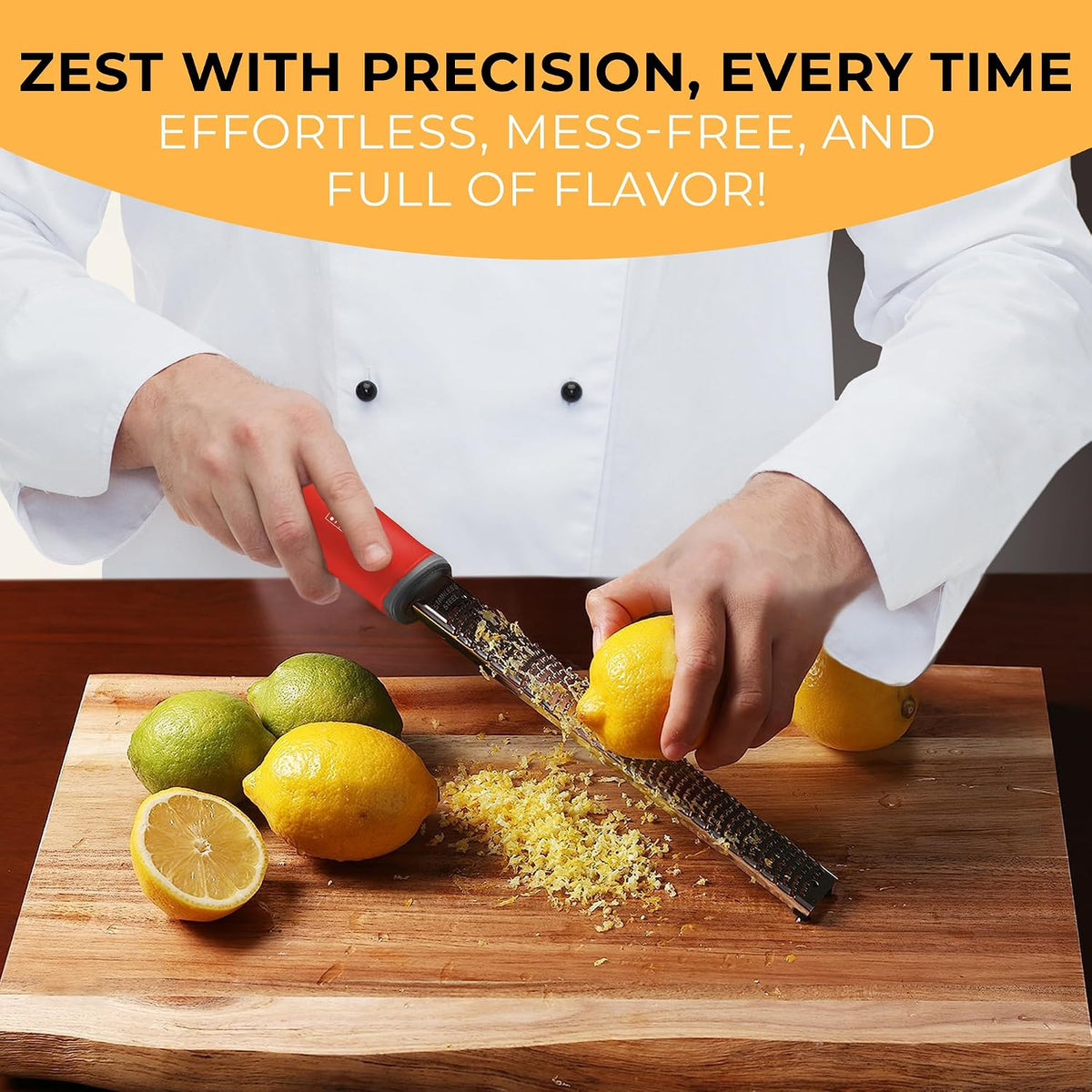 Lemon Zester & Cheese Grater - Premium Citrus Zester, Kitchen Grater for Parmesan, Chocolate, Fruits, Vegetables, Ginger, Garlic, Nutmeg - Stainless Steel Blades with Protective Cover, Black