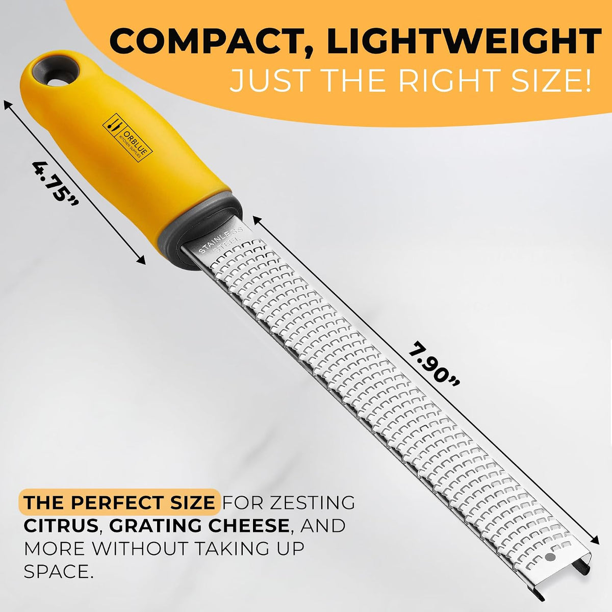 Lemon Zester & Cheese Grater - Premium Citrus Zester, Kitchen Grater for Parmesan, Chocolate, Fruits, Vegetables, Ginger, Garlic, Nutmeg - Stainless Steel Blades with Protective Cover, Black