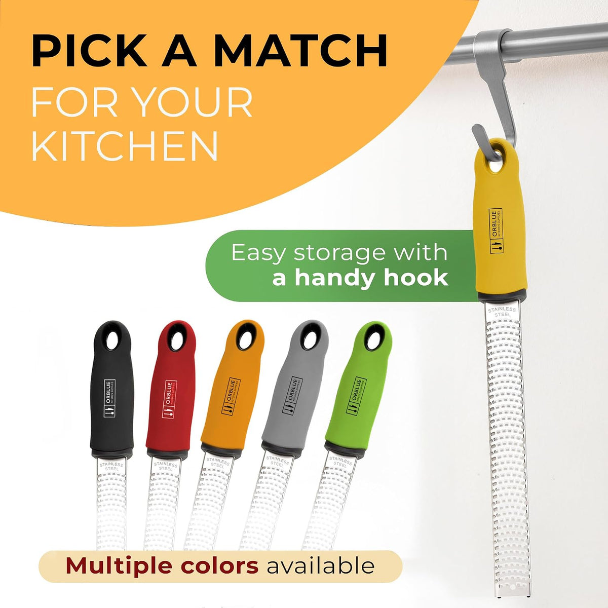 Lemon Zester & Cheese Grater - Premium Citrus Zester, Kitchen Grater for Parmesan, Chocolate, Fruits, Vegetables, Ginger, Garlic, Nutmeg - Stainless Steel Blades with Protective Cover, Black