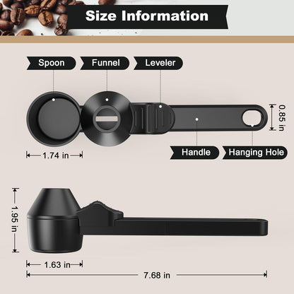 Coffee Scoop & Funnel for Reusable K Cup Refillable Coffee Pods, Coffee Measuring Spoon 2 Tablespoon Capacity, Scoop with Funnel for Ground Coffee, Protein Powder, Tea (Black, 1 Pack)