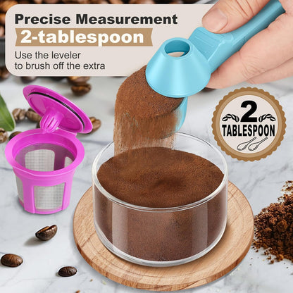 Coffee Scoop & Funnel for Reusable K Cup Refillable Coffee Pods, Coffee Measuring Spoon 2 Tablespoon Capacity, Scoop with Funnel for Ground Coffee, Protein Powder, Tea (Black, 1 Pack)