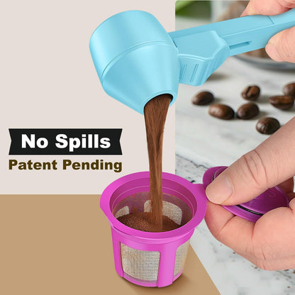 Coffee Scoop & Funnel for Reusable K Cup Refillable Coffee Pods, Coffee Measuring Spoon 2 Tablespoon Capacity, Scoop with Funnel for Ground Coffee, Protein Powder, Tea (Black, 1 Pack)