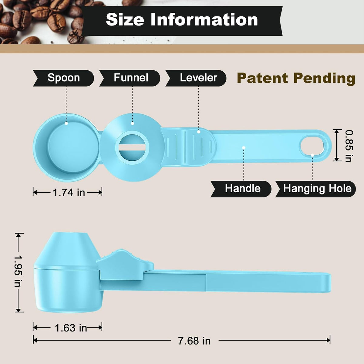 Coffee Scoop & Funnel for Reusable K Cup Refillable Coffee Pods, Coffee Measuring Spoon 2 Tablespoon Capacity, Scoop with Funnel for Ground Coffee, Protein Powder, Tea (Black, 1 Pack)
