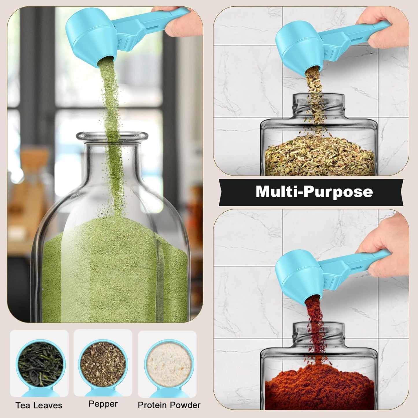 Coffee Scoop & Funnel for Reusable K Cup Refillable Coffee Pods, Coffee Measuring Spoon 2 Tablespoon Capacity, Scoop with Funnel for Ground Coffee, Protein Powder, Tea (Black, 1 Pack)