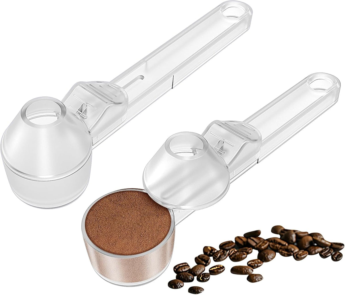 Coffee Scoop & Funnel for Reusable K Cup Refillable Coffee Pods, Coffee Measuring Spoon 2 Tablespoon Capacity, Scoop with Funnel for Ground Coffee, Protein Powder, Tea (Black, 1 Pack)