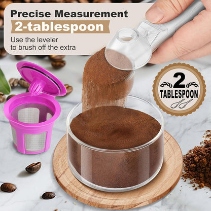 Coffee Scoop & Funnel for Reusable K Cup Refillable Coffee Pods, Coffee Measuring Spoon 2 Tablespoon Capacity, Scoop with Funnel for Ground Coffee, Protein Powder, Tea (Black, 1 Pack)