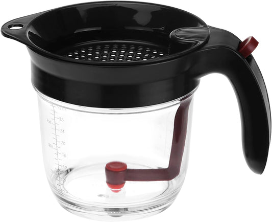 Fat Separator, 4 Cups / 1000 ml Grease Separator with Bottom Release - Soup Oil Separator Measuring Cup for Cooking