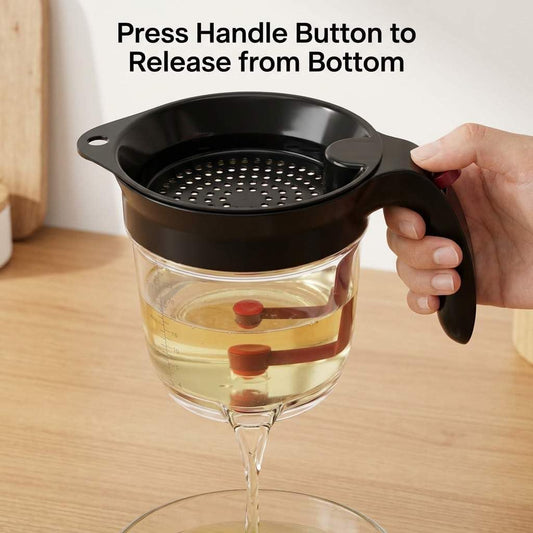Fat Separator, 4 Cups / 1000 ml Grease Separator with Bottom Release - Soup Oil Separator Measuring Cup for Cooking