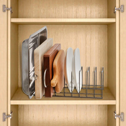 Pot Lid Organizer, Pot Lid Rack Holder, Rest Cutting Board, Bakeware, Pots & Pans, Serving Trays, Reusable Containers in Cabinet Pantry, Stainless Steel