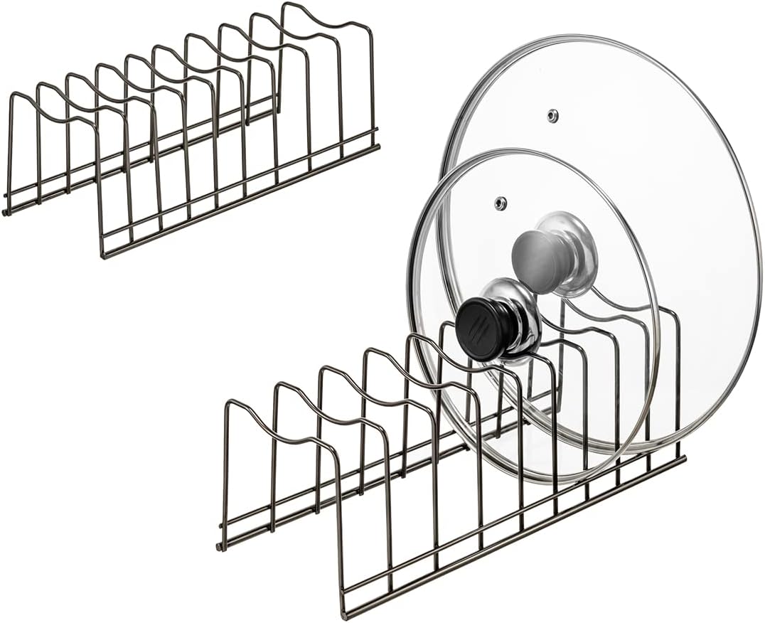 Pot Lid Organizer, Pot Lid Rack Holder, Rest Cutting Board, Bakeware, Pots & Pans, Serving Trays, Reusable Containers in Cabinet Pantry, Stainless Steel