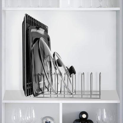 Pot Lid Organizer, Pot Lid Rack Holder, Rest Cutting Board, Bakeware, Pots & Pans, Serving Trays, Reusable Containers in Cabinet Pantry, Stainless Steel