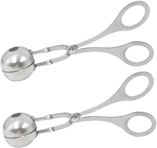 2 Pcs Stainless Steel Meat Baller Ball Maker Meatball Scoop None-Stick Baller Tongs Meat Ball Maker Mold Cake Pop,Ice Tongs,Cookie Dough Scoop for Kitchen